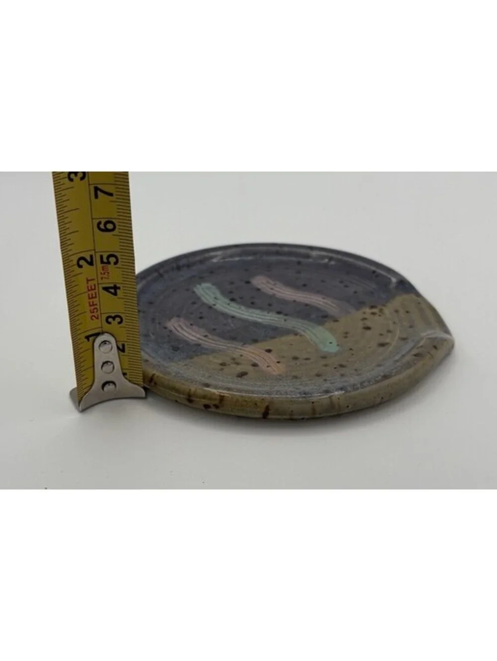 Art Pottery Handmade Ceramic Spoon Rest Blue Studio Signed
